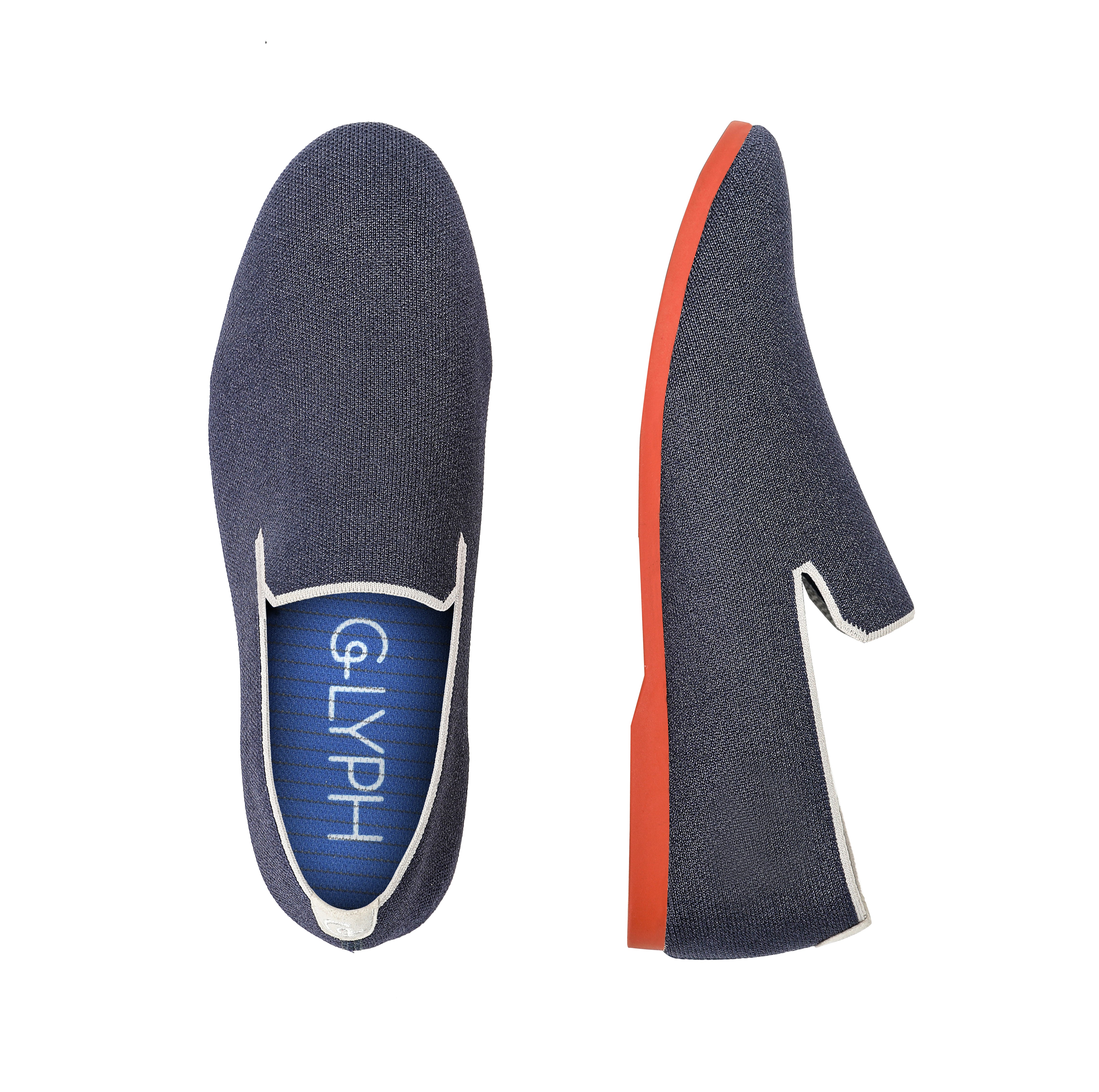 Glyph Men\'s Slip-On Shoes Size 9 Navy Blue White Trim Rubber Sole Textile Upper Glyph Marlin – Digitally Knit Slip-On Loafers | Navy main image 2